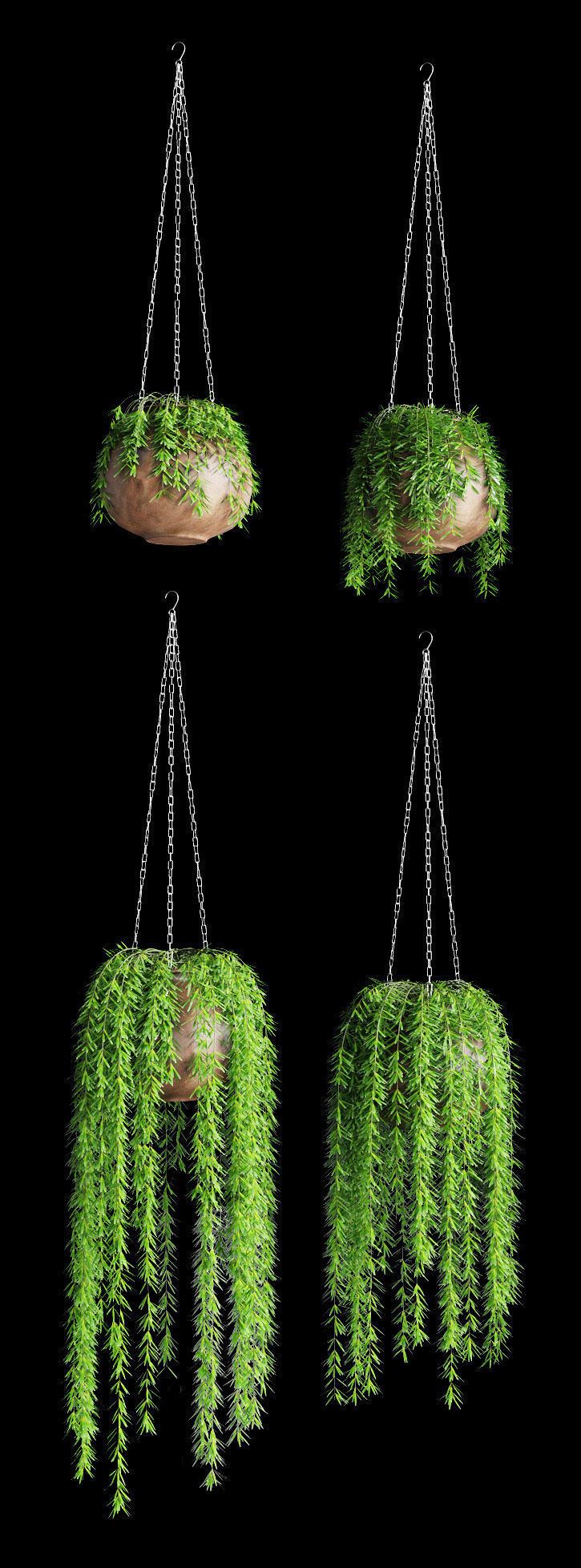 Hanging plants in pots on a chain 8 models 3D model_2