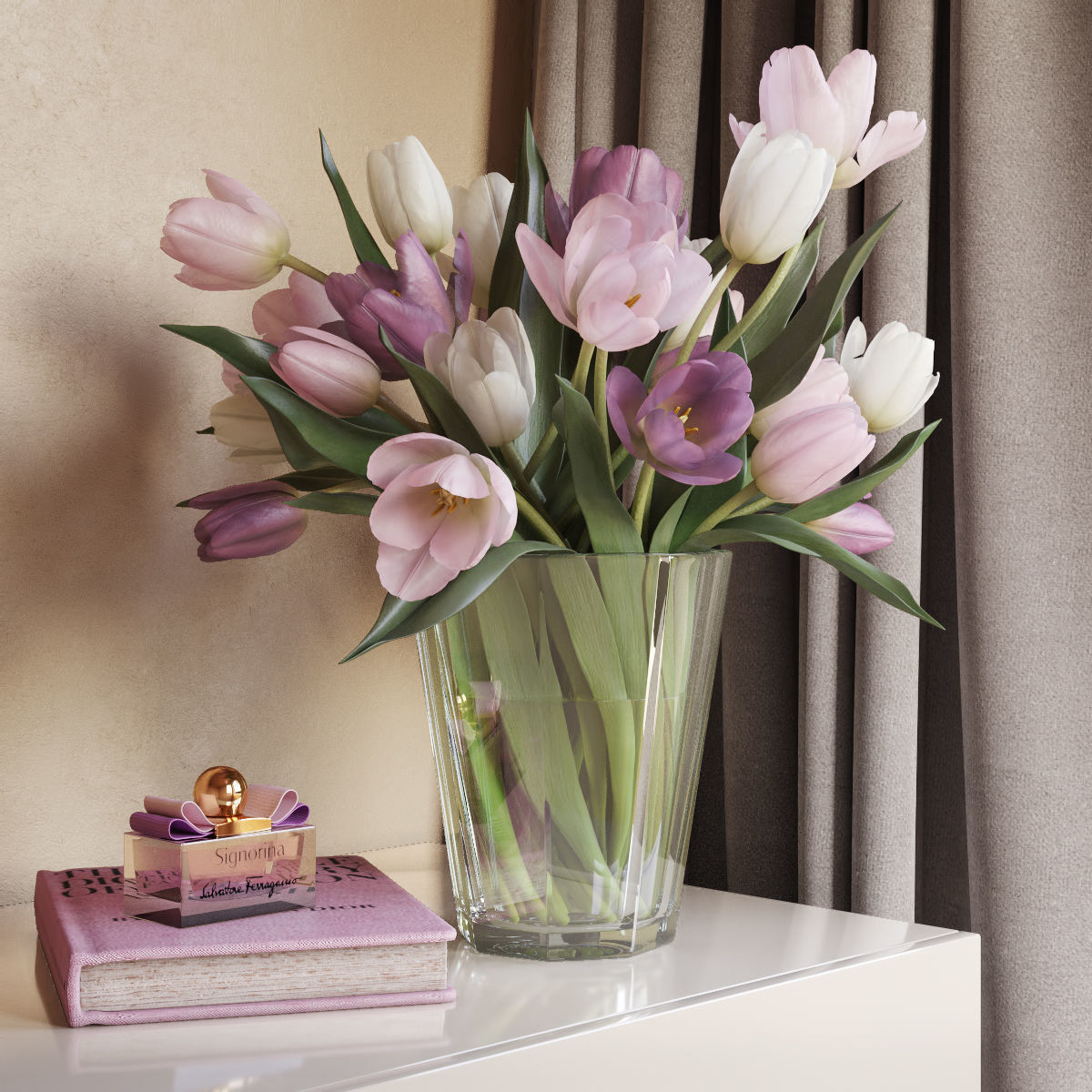 Tulip Flowers 4 in 1 Low-poly 3D model_2