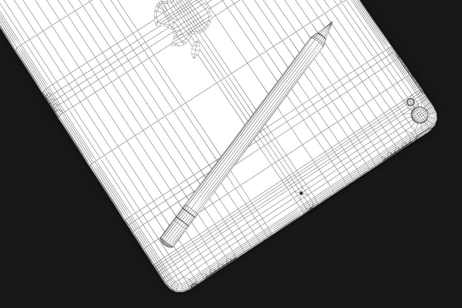 iPad Pro 10-5 2017 Silver with Pencil Low-poly 3D model_36