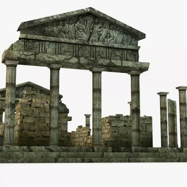 Low poly ancient temple ruins 3D model