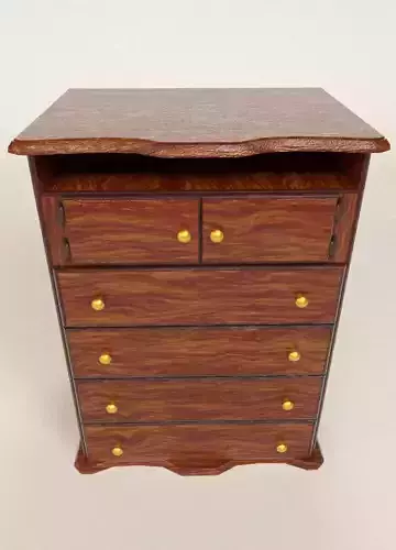 Faux Wood Drawer Wardrobe Low-poly 3D model