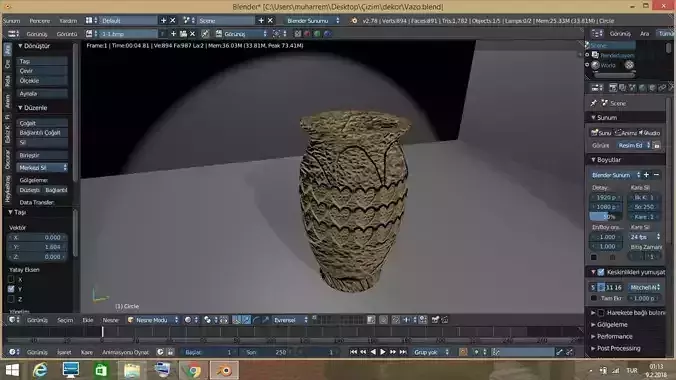 3d vazo vase on computer screen