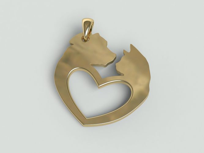 Pandant dog and cat - Medallion for animal lovers 3D print model