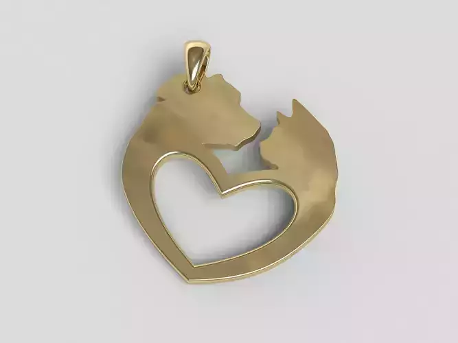Pandant dog and cat - Medallion for animal lovers