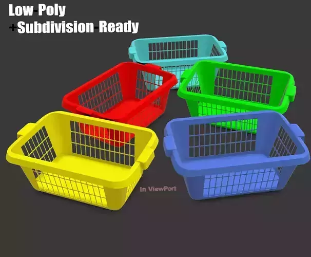 Laundry Hamper basket - Game Ready Low-poly 3D model