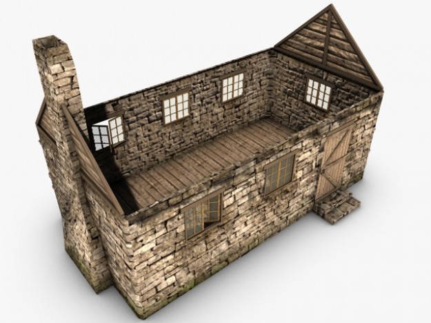 Old stone cottage 3D model_5