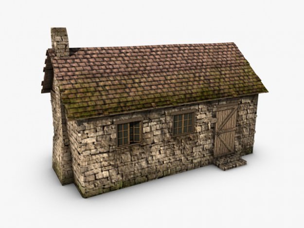 Old stone cottage 3D model_1