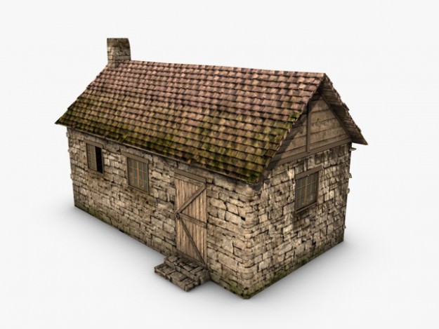 Old stone cottage 3D model_2