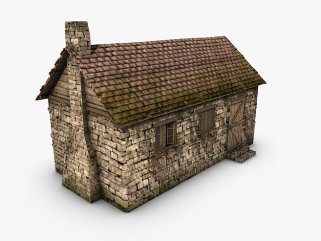 Old stone cottage 3D model_3