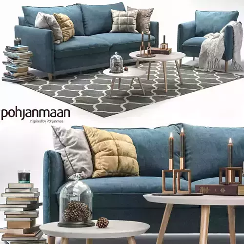 Chic sofa and armchair 3D model
