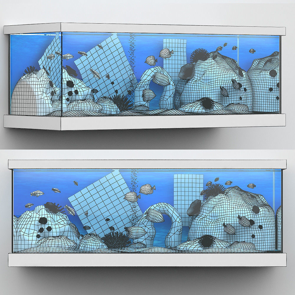 aquarium fish tank with city 3D model_3