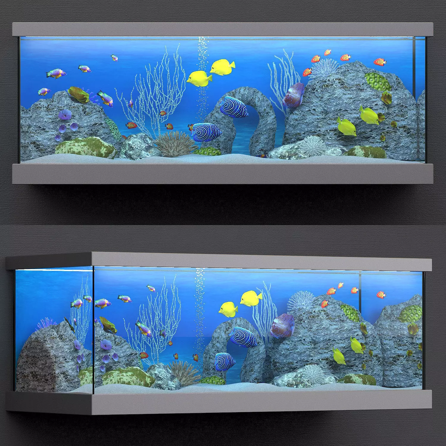 aquarium fish tank with city 3D model_0