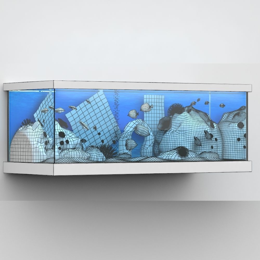 aquarium fish tank with city 3D model_4