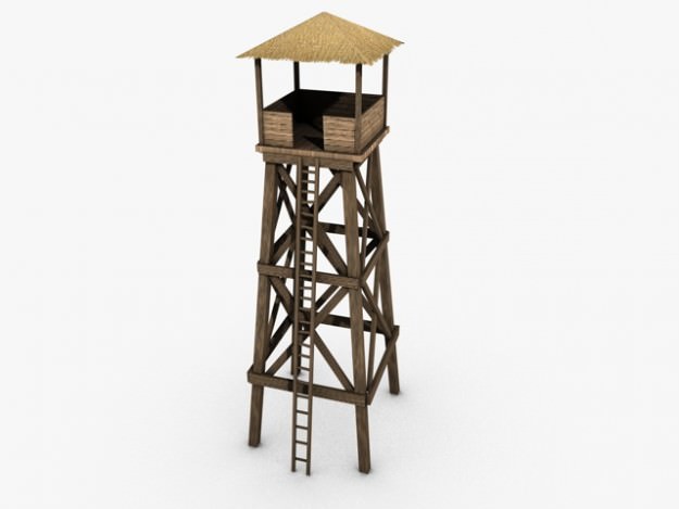 Watchtower wooden watch tower 3D model_1