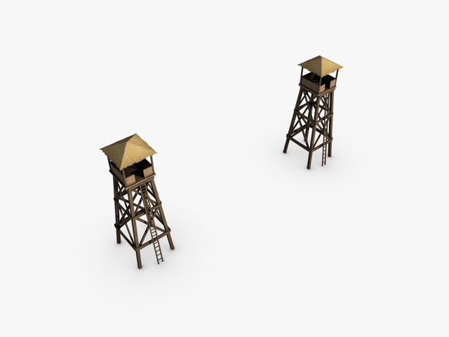Watchtower wooden watch tower 3D model_9