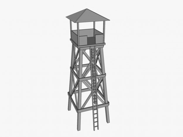 Watchtower wooden watch tower 3D model_6