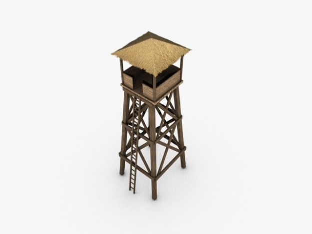 Watchtower wooden watch tower 3D model_2