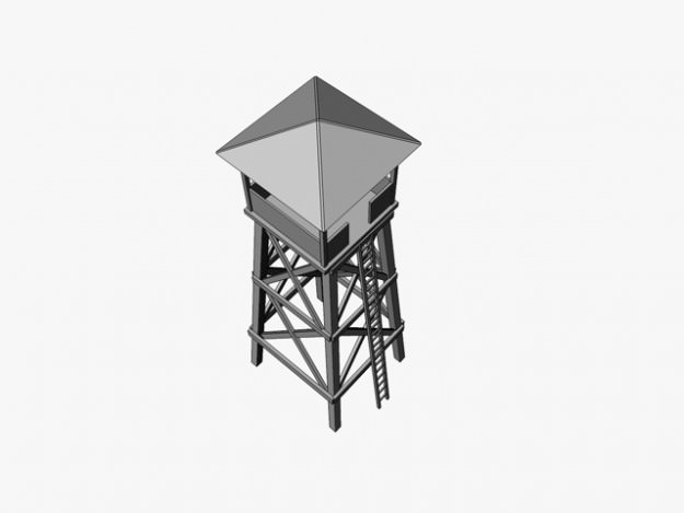Watchtower wooden watch tower 3D model_7