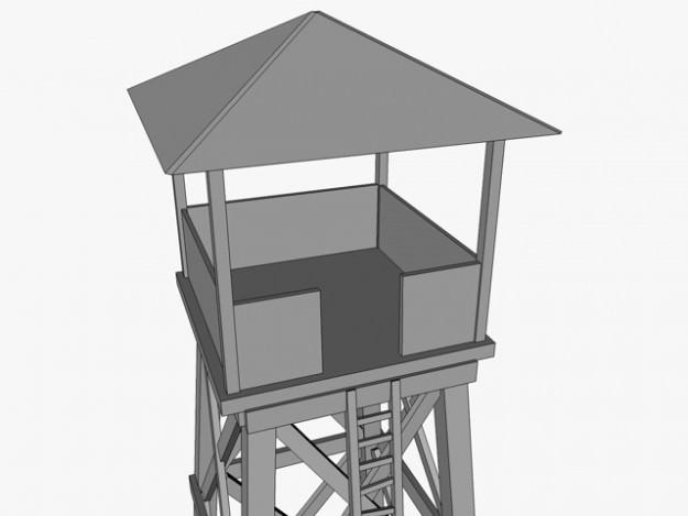 Watchtower wooden watch tower 3D model_4
