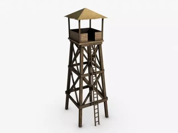 Watchtower wooden watch tower 3D model_0