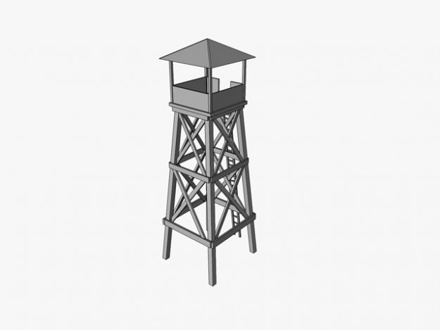 Watchtower wooden watch tower 3D model_8