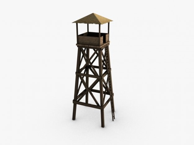 Watchtower wooden watch tower 3D model_3