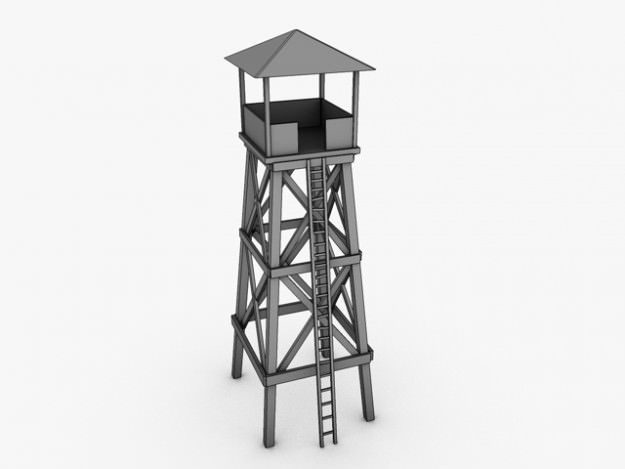 Watchtower wooden watch tower 3D model_5