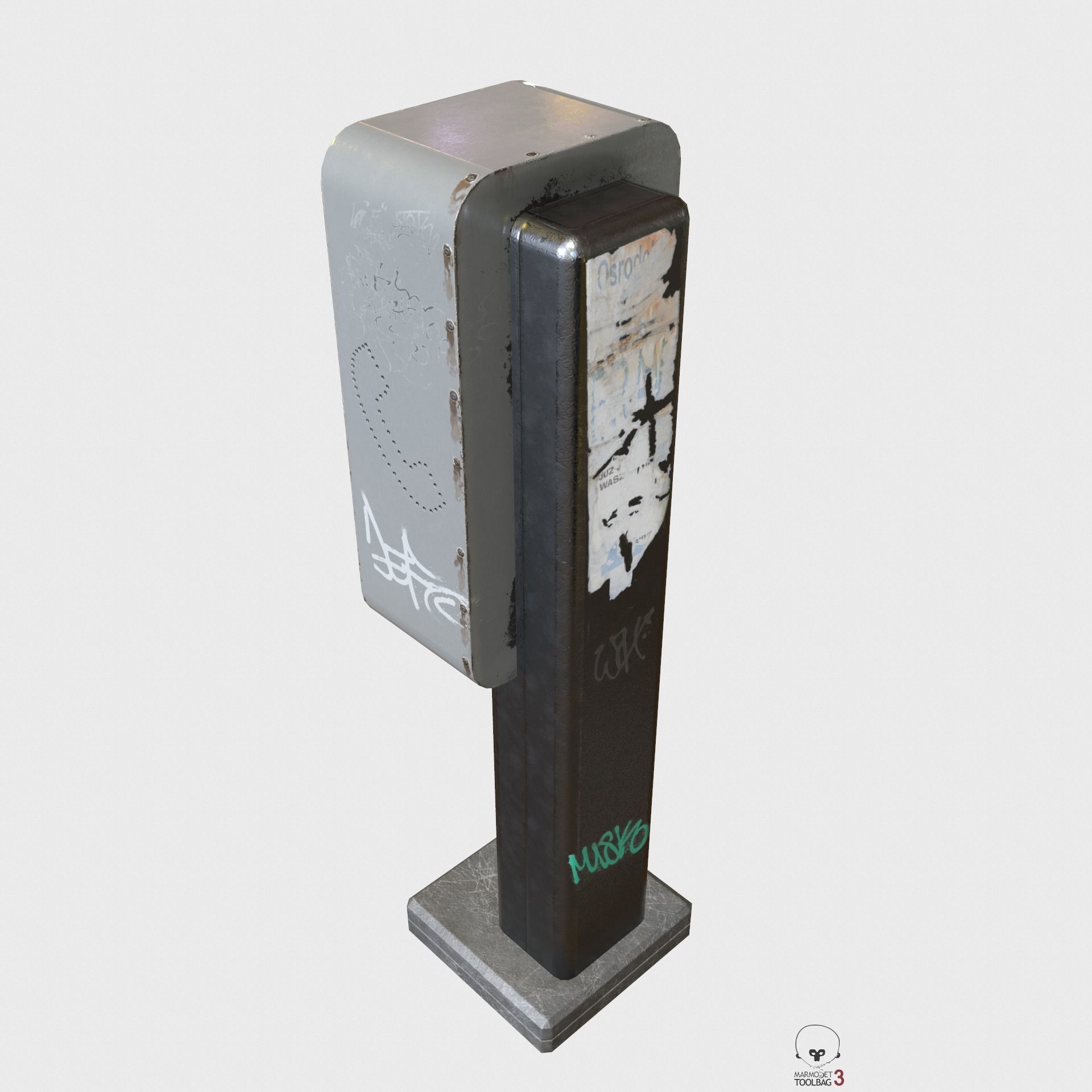 New York Payphone Booth PBR Low-poly 3D model_4