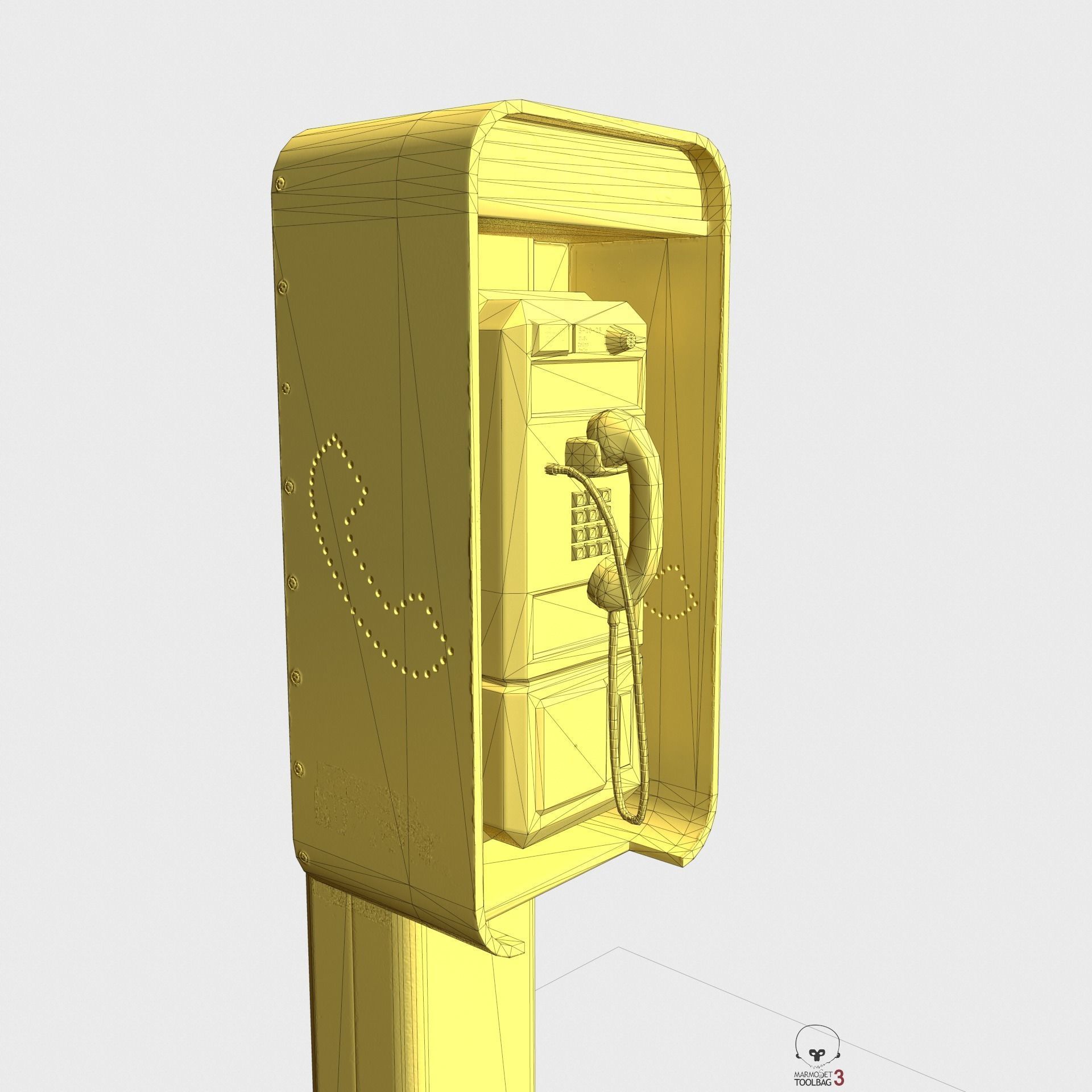 New York Payphone Booth PBR Low-poly 3D model_6