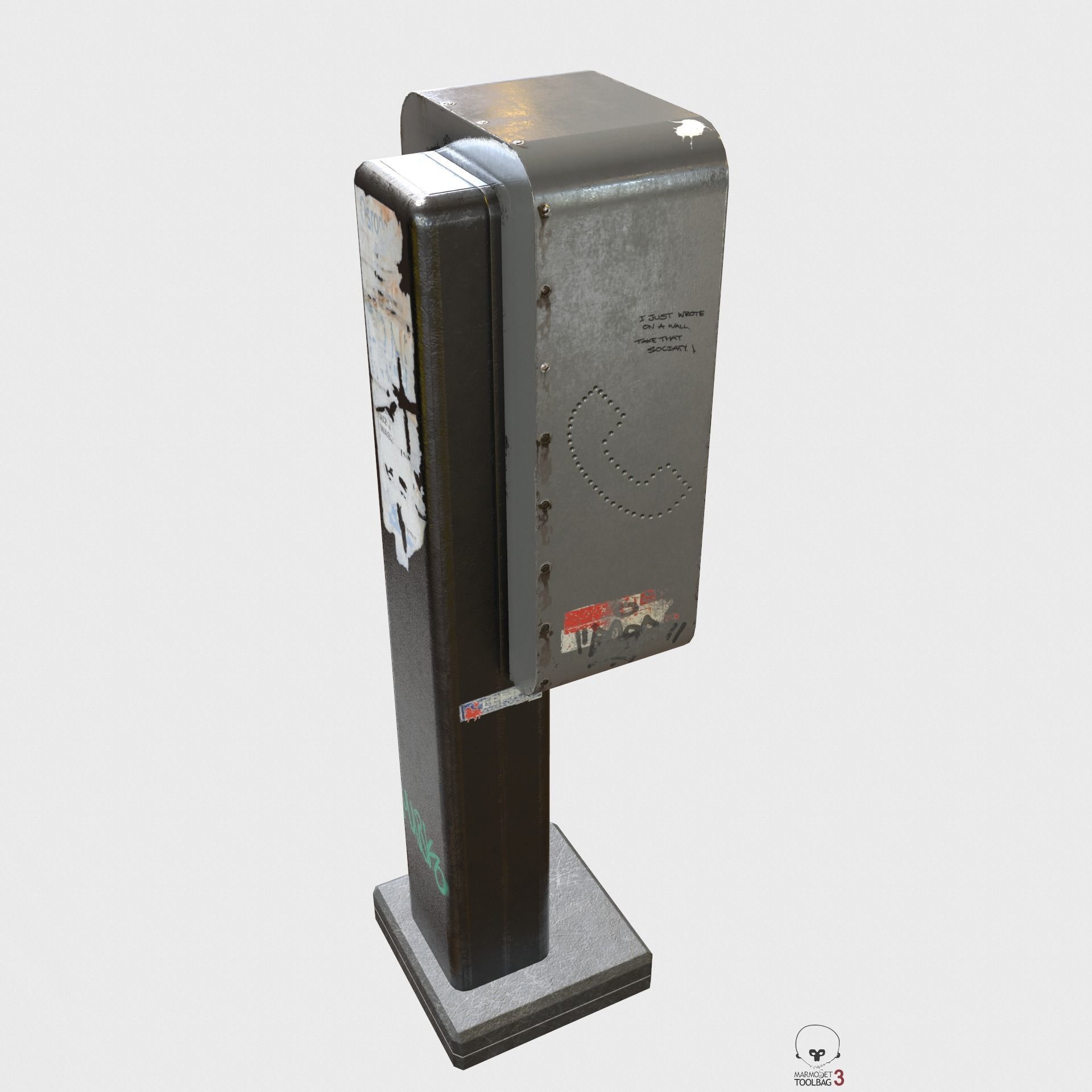 New York Payphone Booth PBR Low-poly 3D model_5