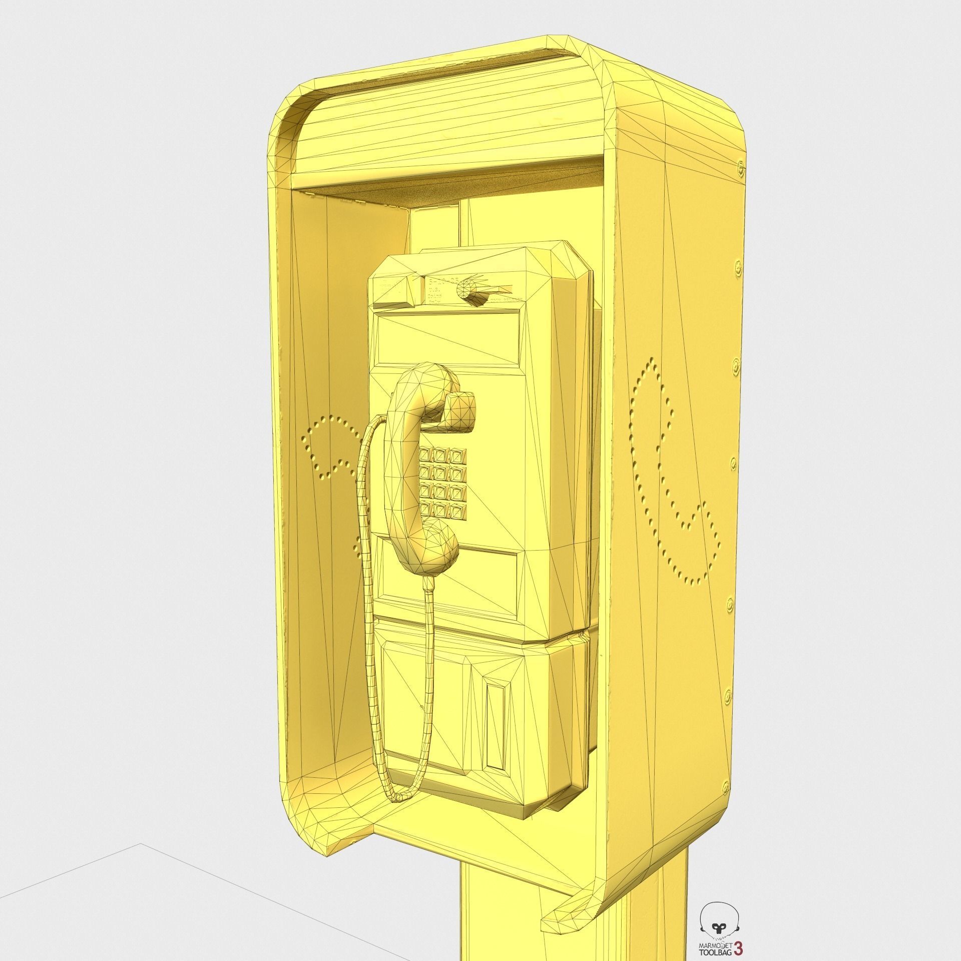 New York Payphone Booth PBR Low-poly 3D model_7