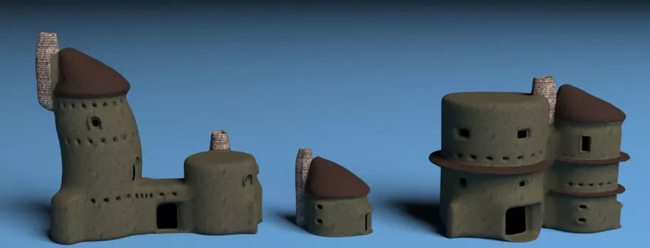 Fantasy houses Low-poly 3D model