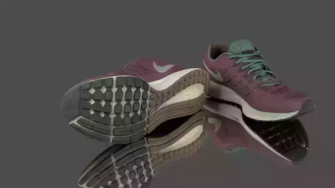 Sneakers pair of maroon running shoes