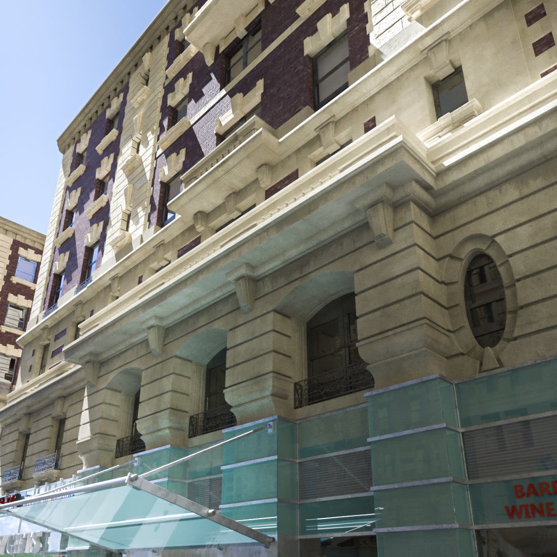 New York old building facade 3D model_4