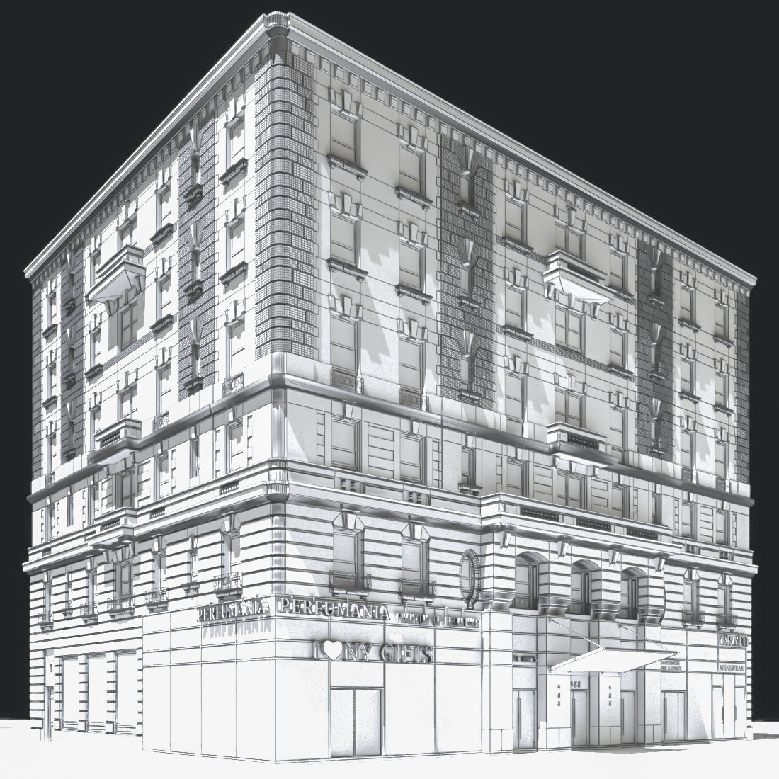 New York old building facade 3D model_5