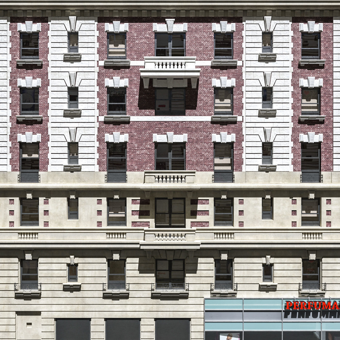 New York old building facade 3D model_3