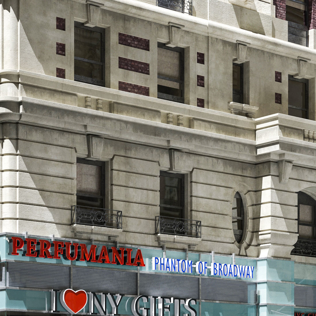 New York old building facade 3D model_2