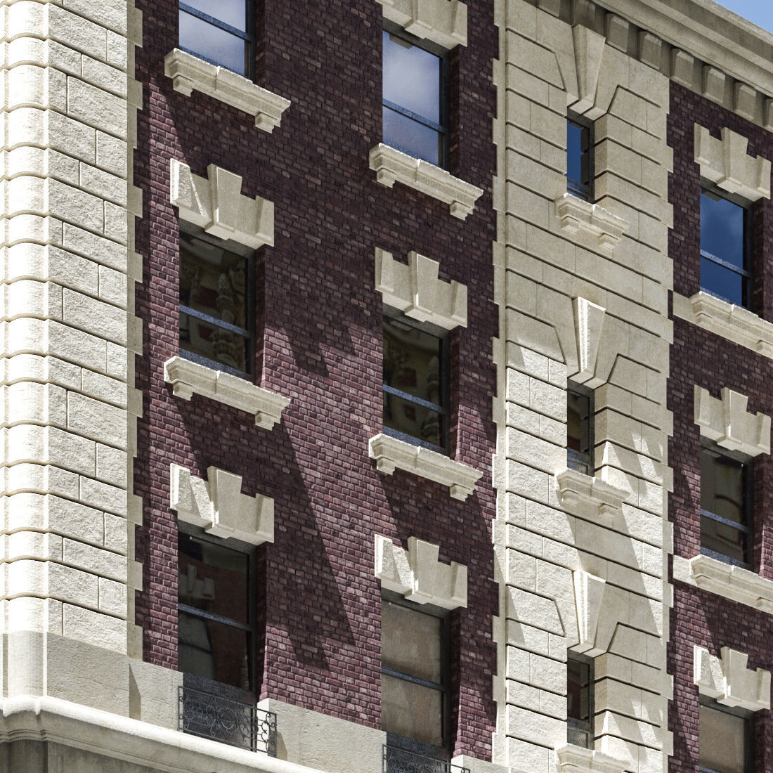 New York old building facade 3D model_1