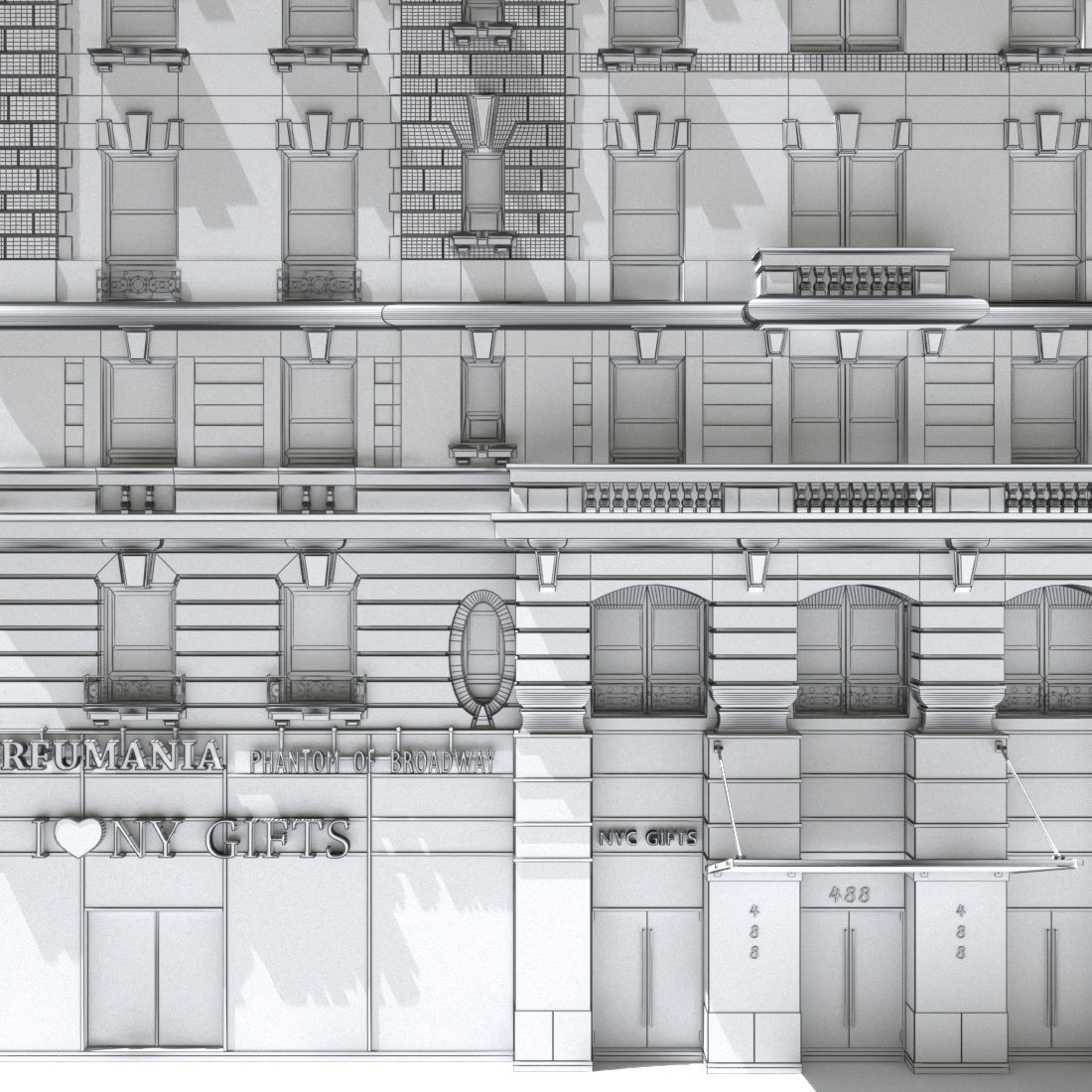 New York old building facade 3D model_6