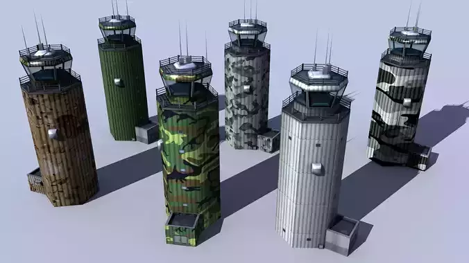 ATC Tower - 6 Diffrent textures - Air Traffic Control Tower Low-poly 3D model