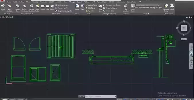 Autocad 2d Door Blocks Free low-poly 3D model