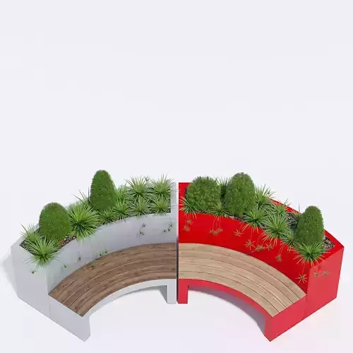 Curved planter bench one