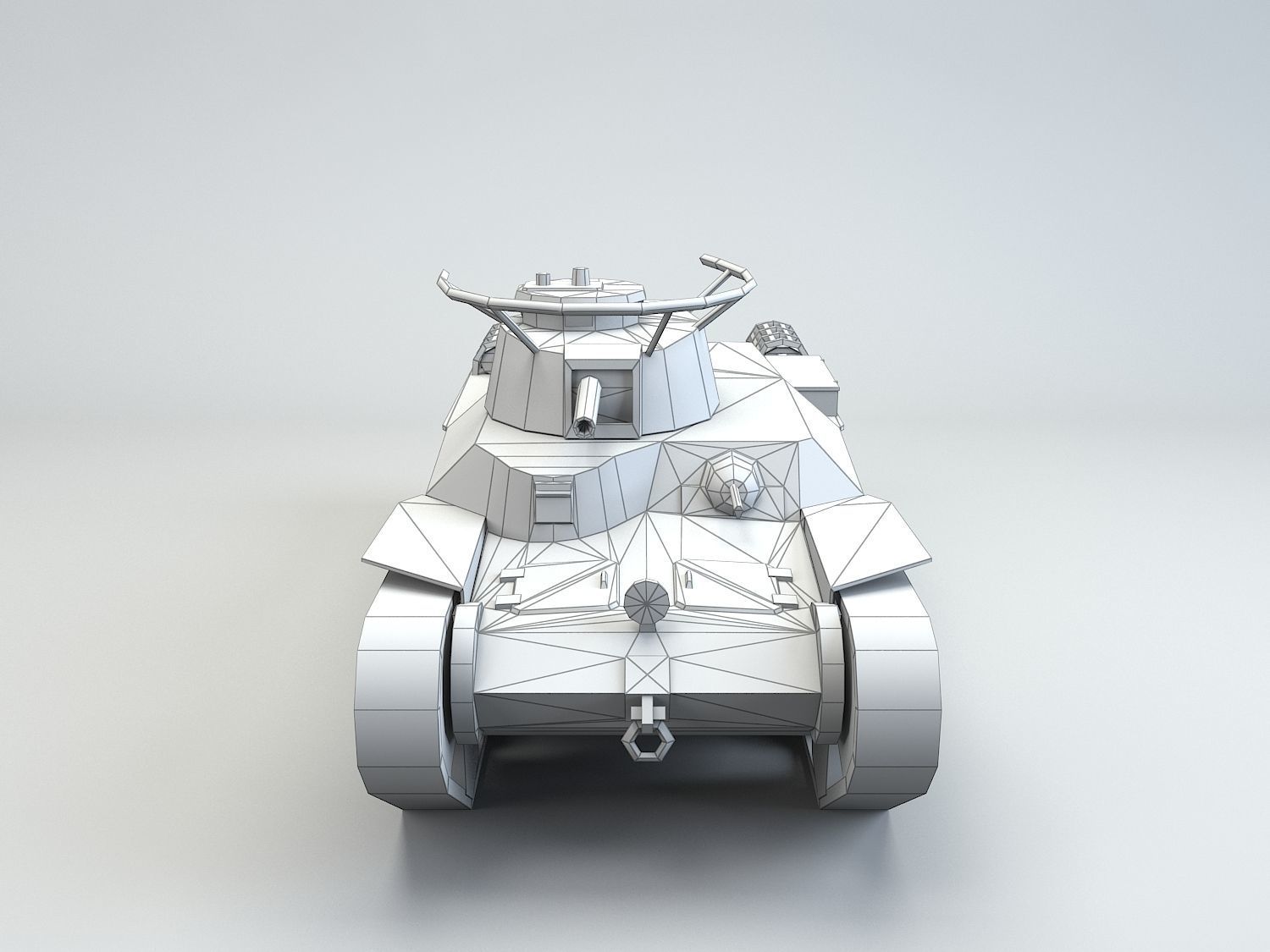 Low Poly Type 97 Chi Ha medium tank Low-poly 3D model_3