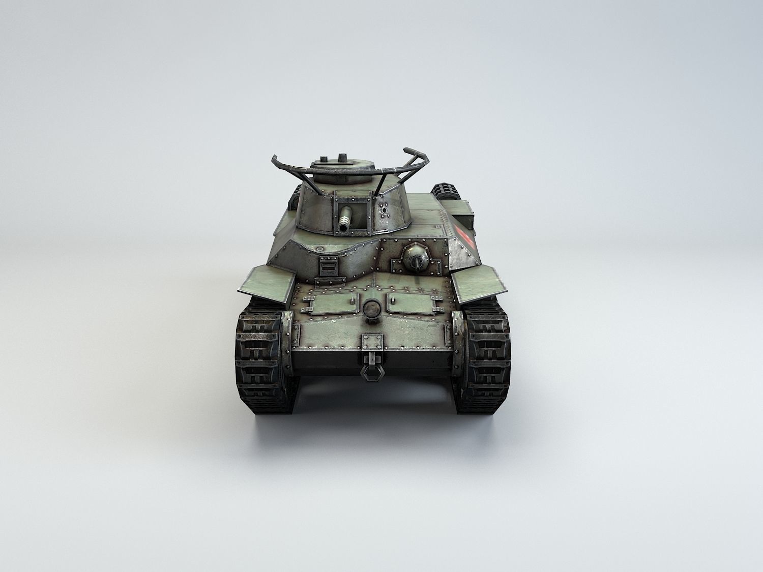 Low Poly Type 97 Chi Ha medium tank Low-poly 3D model_6