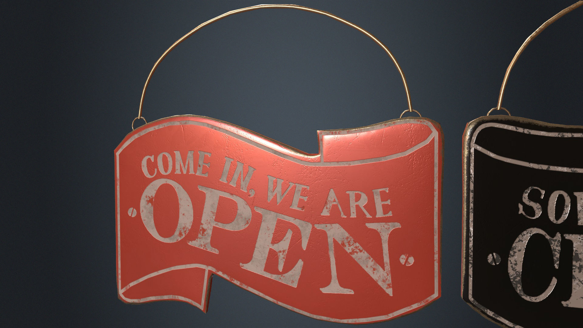 3D model Open-Closed Sign - Vintage Open-Closed Sign - Red and Black ...