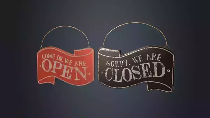 Open-Closed Sign - Vintage Open-Closed Sign - Red and Black Sign Low-poly 3D model