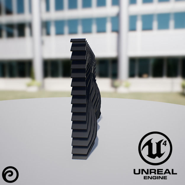 Waving Wall Panel C Low-poly 3D model_3