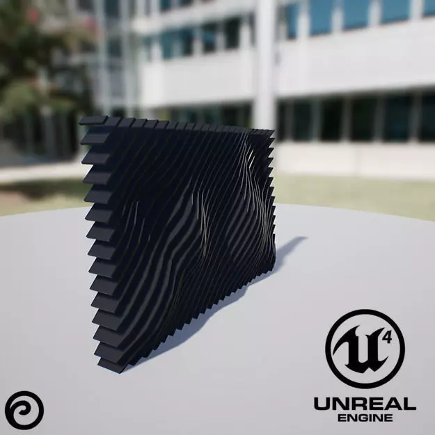 Waving Wall Panel C Low-poly 3D model_0