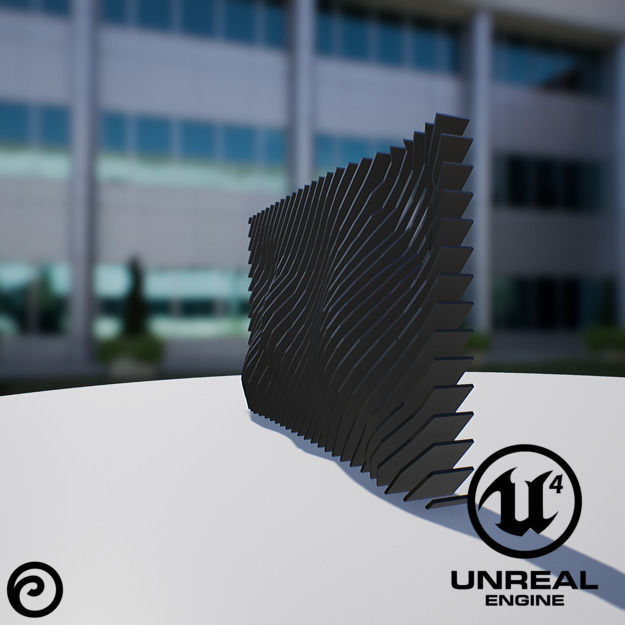 Waving Wall Panel C Low-poly 3D model_1