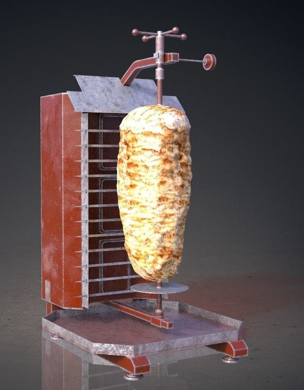 Grill and meat 3D model_2
